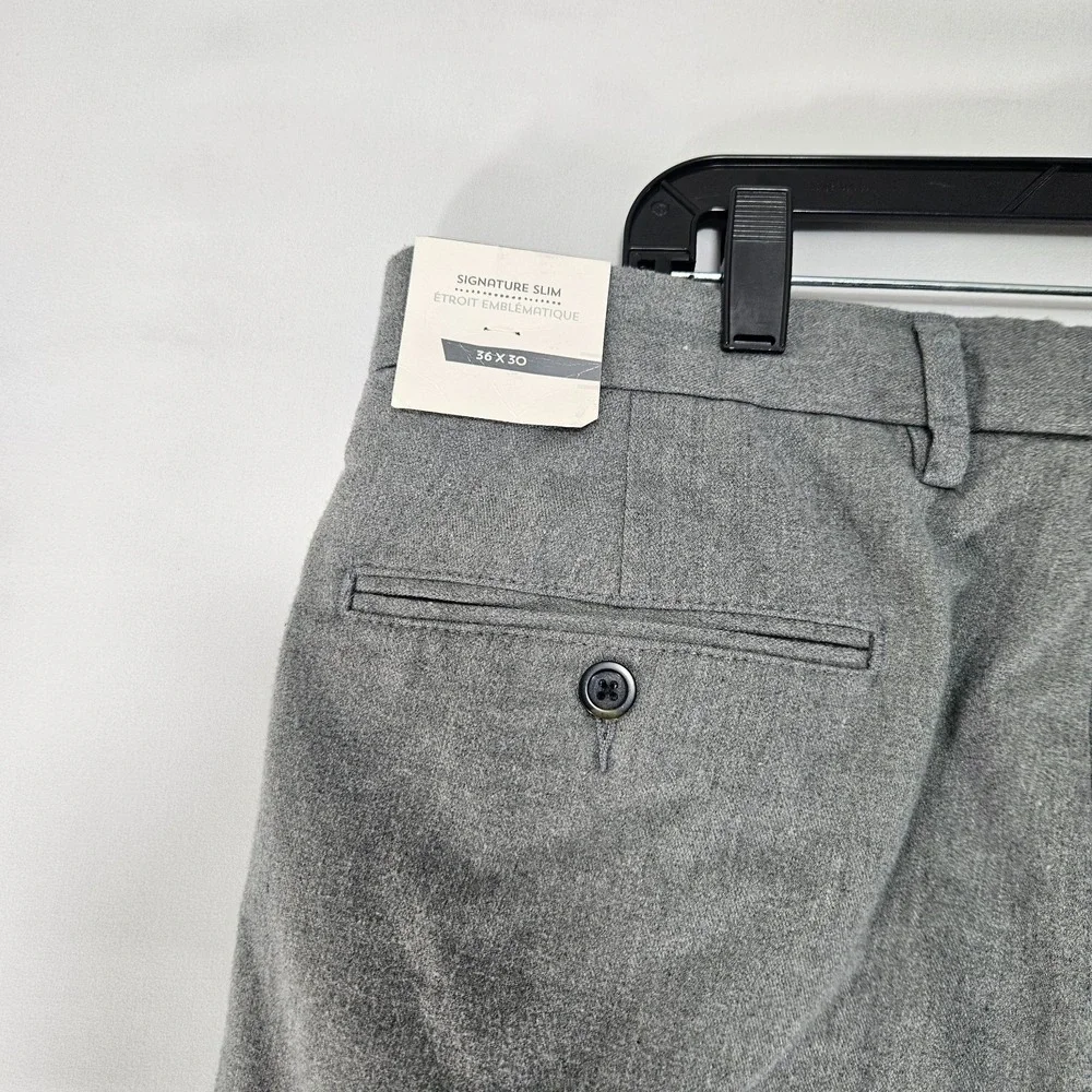 Old Navy‎ Men's Flannel Pants Trousers Gray Signature Slim Size 36x30 NEW